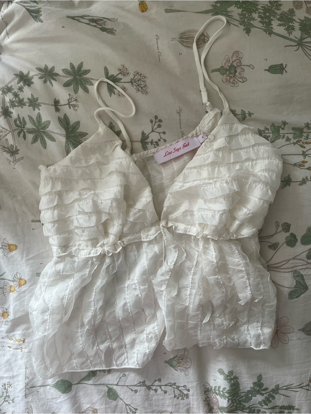 Lisa Says Gah Vanilla Ruffle Ivy Top